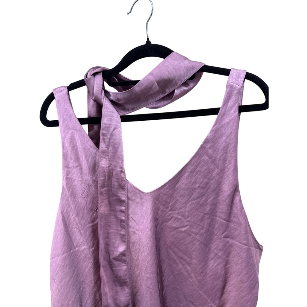 Wildfang The Empower Purple Satin V-Neck Tie Back Tank Top Sleeveless Blouse NWT